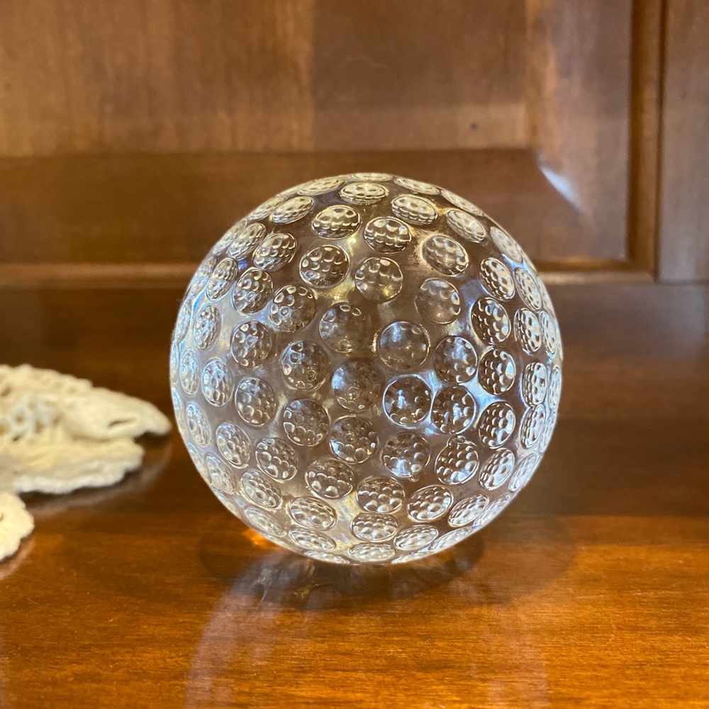 Oleg Cassini Crystal Golf ball paperweight 3”